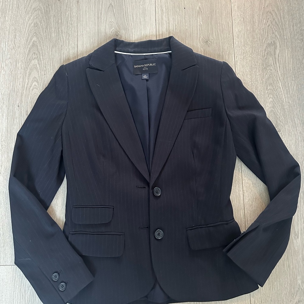 Banana Republic Navy Pinstripe Blazer